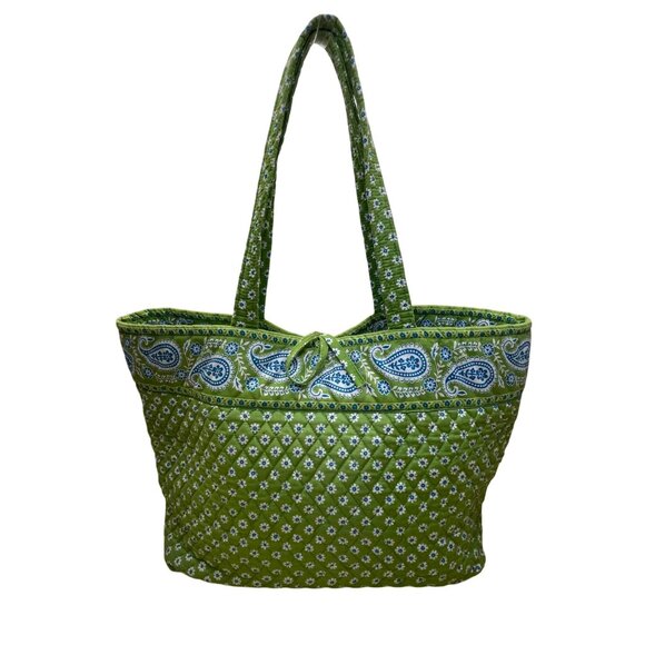 Vera Bradley Women’s Green Quilted Paisley & Floral Print Lightweight Tote Bag - Picture 3 of 10